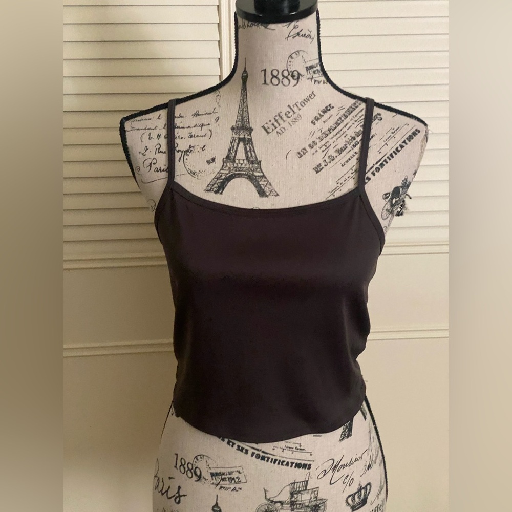 Arizona Jean Co brown spaghetti strap crop layering tank top
